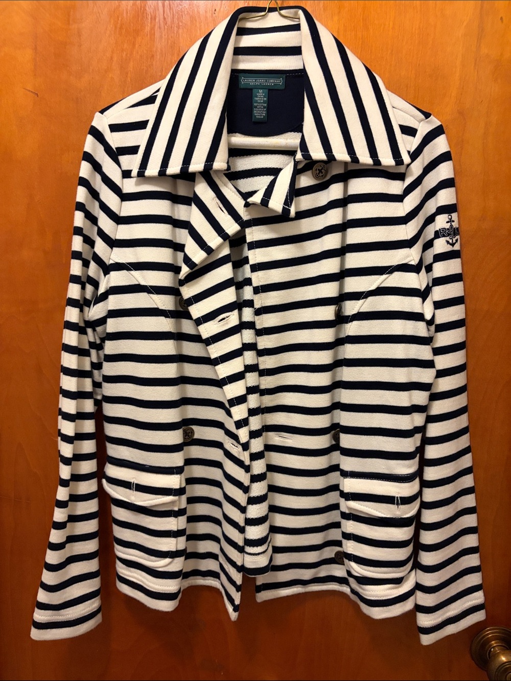 Lauren jeans company White Striped Knit Blazer Jacket